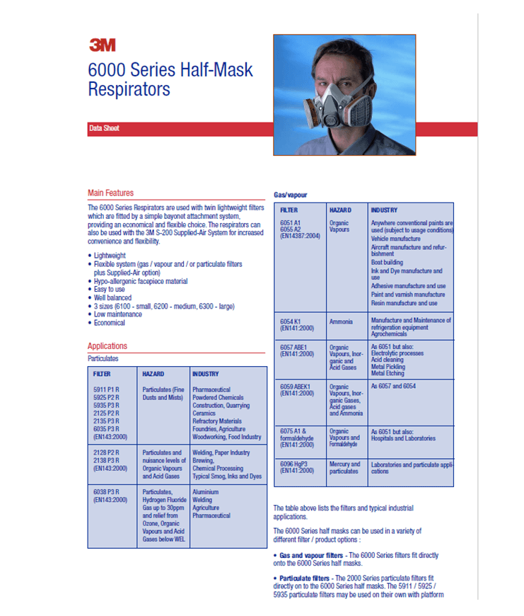 3M™ 6000-serie halfgelaatsmasker