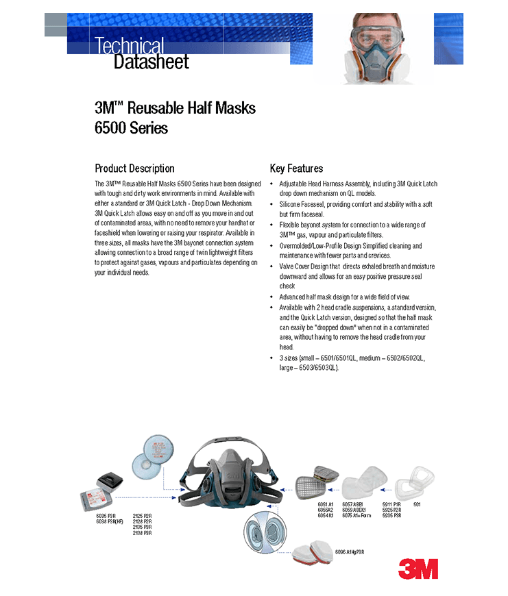 3M™ 6500-serie halfgelaatsmasker