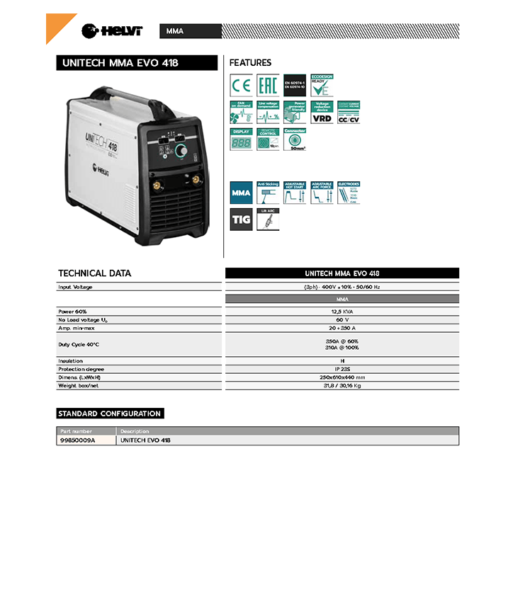 Helvi UniTECH MMA EVO 418